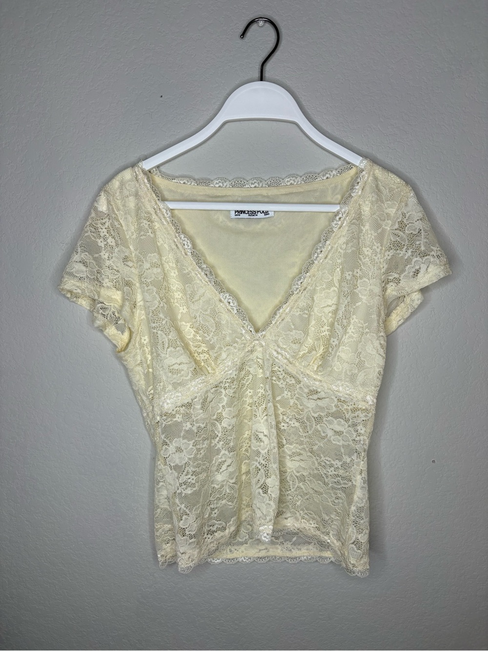 Princess Polly Most Ardently Lace Top Cream Size 10